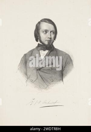 Portrait de Johannes Josephus Herman Verhulst, Adrianus Johannes Ehnle, 1847 - 1883 print la personne représentée porte un chevalier sur le revers de son manteau et il regarde vers la droite. Sous le portrait sont signature. Imprimante : le Harwlisher : papier Haarletm. personnages historiques (+ portrait buste (complet)). ordre de chevalerie Banque D'Images