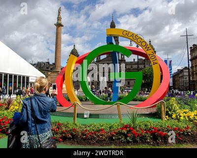 GLASGOW, ÉCOSSE - 13 AOÛT 2014 : George Square pendant les Jeux du Commonwealth de Glasgow en 2014. Banque D'Images