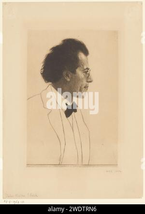 Portret Van Gustav Mahler, Emil Orlik, 1902 gravures de papier d'impression / personnes historiques de point sec. portrait du compositeur Banque D'Images