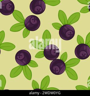 Vector Blueberry Seamless Pattern Featuring Illustration de Vecteur