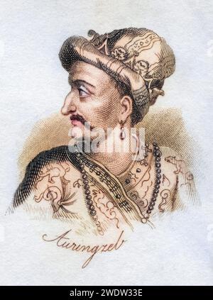 Al-Sultan al-Azam wal Khaqan al-Mukarram Abdul Muzaffar Muhiuddin Muhammad Aurangzeb Bahadur Alamgir i Padshah Ghazi 1618 - 1707 Kaiser des Mogulreiches Aus dem Buch Crabbs Historical Dictionary, erschienen 1825, Historisch, digital restaurerte Reproduktion von einer Vorlage aus dem 19. Jahrhundert, Date d'enregistrement non indiquée Banque D'Images