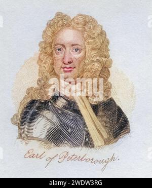 Charles Mordaunt, 3 ans. Comte de Peterborough und 1. Comte de Monmouth, 1658 bis 1735. Englischer Adliger und militärischer Führer. AUS dem Buch Crabbs Historical Dictionary, veröffentlicht 1825, Historisch, digital restaurierte Reproduktion von einer Vorlage aus dem 19. Jahrhundert, Date d'enregistrement non indiquée Banque D'Images