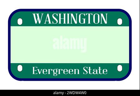 Plaque d'immatriculation de moto de Washington State USA sur fond blanc avec texte Ride and Live Today Banque D'Images