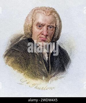 Edward Thurlow, 1e baron Thurlow 1731 - 1806. Avocat britannique et politicien conservateur. Extrait du livre Crabb's Historical Dictionary publié en 1825., Historisch, digital restaurierte Reproduktion von einer Vorlage aus dem 19. Jahrhundert, Date d'enregistrement non indiquée Banque D'Images