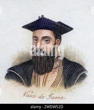 Vasco de Gama, 1. Graf von Vidigueira ca. 1460 - 1524. Portugiesischer Entdecker. AUS dem Buch Crabb's Historical Dictionary, veröffentlicht 1825., Historisch, digital restaurierte Reproduktion von einer Vorlage aus dem 19. Jahrhundert, Date d'enregistrement non indiquée Banque D'Images