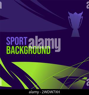 Modèle de bannière de sport de fond dégradé violet vif et vert avec silhouette de trophée, thème sportif utilisation des médias sociaux Illustration de Vecteur