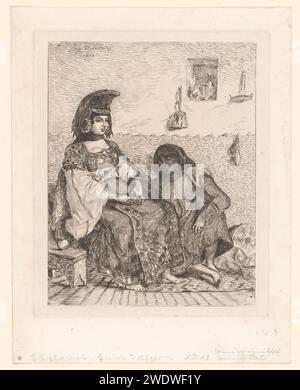 Femme juive d'Alger, Eugène Delacroix, papier imprimé 1833. Gravure du capot phrygien. Symboles, concepts religieux et magiques, occupations, modes, réalités, idées générales  Judaïsme et judaïsme. vêtements, costume Banque D'Images