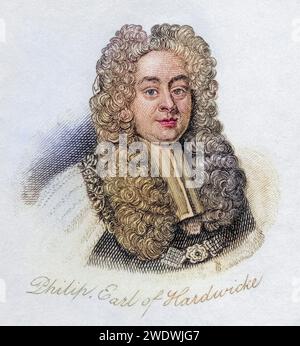 Philip Yorke 1. Graf von Hardwicke 1690 - 1764. Englischer Lordkanzler. Extrait du livre Crabbs Historical Dictionary publié en 1825., Historisch, digital restaurierte Reproduktion von einer Vorlage aus dem 19. Jahrhundert, Date d'enregistrement non indiquée Banque D'Images