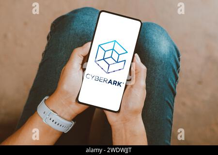 Brésil. 22 janvier 2024. Sur cette photo, le logo CyberArk Software est affiché sur l'écran d'un smartphone. Crédit : SOPA Images Limited/Alamy Live News Banque D'Images