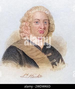 Edward Hawke, 1 ans. Baron Hawke 1705 - 1781. Englischer Offizier in der Royal Navy. Extrait du livre Crabbs Historical Dictionary publié en 1825., Historisch, digital restaurierte Reproduktion von einer Vorlage aus dem 19. Jahrhundert, Date d'enregistrement non indiquée Banque D'Images