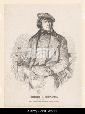 PortraT van August Heinrich Hoffmann von Fallersleben, C. Dittmarsch, d'après Carl August Deis, 1824 - 1899 imprimer Stuttgart paper Historical persons. écrivain, poète, auteur Banque D'Images