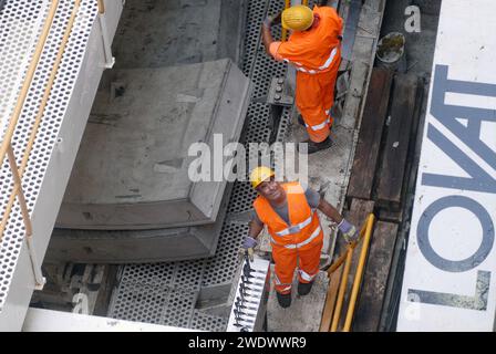 Milan, chantier naval pour la construction de la nouvelle ligne de métro numéro 5 - Milano cantiere per la costruzione della nuova linea 5 della Metropolitana Banque D'Images