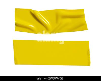 Long ruban électrique jaune sur fond blanc avec chemin de découpage Banque D'Images