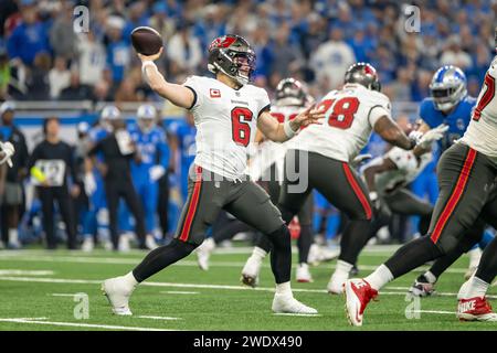 DETROIT, MI - 21 JANVIER : les Buccaneers de Tampa Bay CB Keenan Isaac (16) en action lors du match entre les Buccaneers de Tampa Bay et les Lions de Detroit le 21 janvier 2024 au Ford Field à Detroit, MI (photo par Allan Dranberg/CSM) Banque D'Images