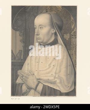 Portrait de Charles II de Bourbon, Johann Nepomuk Strixner, d'après Jan van Eyck, 1822 estampe Stuttgart paper Historical persons. homme adulte. cardinal Banque D'Images