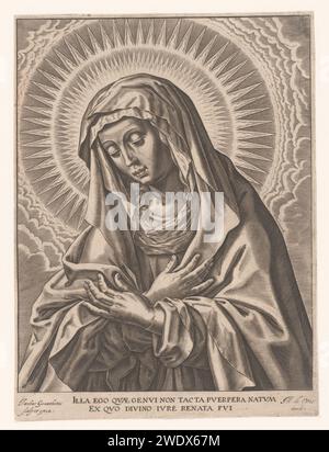 Vierge Marie, Jacques Granthomme, d'après Maerten de vos, d'après Hieronymus Wierix, 1588 - c. 1622 imprimer papier gravure Marie (sans le Christ-enfant) Banque D'Images