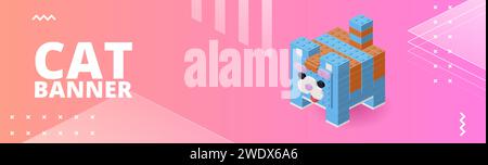 Bannière avec un chat bleu pour l'impression et la conception. Illustration vectorielle. Illustration de Vecteur