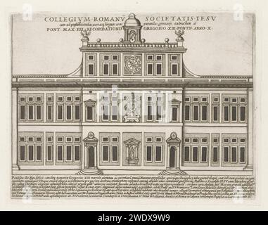 Façade van het College Romano te Rome, Giacomo Lauro, d'après Bartolomeo Ammannati, 1638 print texte en latin in STUDMARGE. L'impression fait partie d'un album. Imprimeur : Italyafter design by : Romepublisher : RomeVaticaanstad paper washing Palace. Façade (de maison ou de bâtiment) Collège romain Banque D'Images