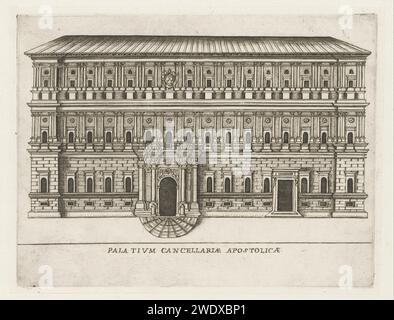 Façade Van Palazzo della Chancellerie te Rome, Giacomo Lauro, d'après Donato Bramante, 1638 estampe l'estampe fait partie d'un album. Imprimeur : Italyafter design by : Romepublisher : RomeVaticaanstad paper washing Palace. Façade (de maison ou de bâtiment) Palazzo della Cancelleria Banque D'Images