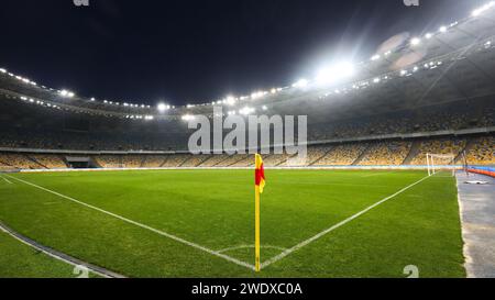 drapeau d'angle sur le football, grand stade, lumière Banque D'Images