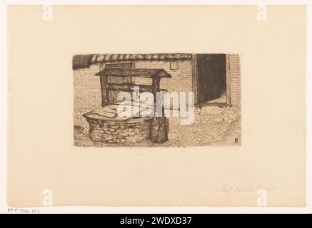 Waterput, Anna Elisabeth Batelt, c. 1879 - en 1913 ou avant imprimer puits d'eau avec un certain nombre de planches dessus, en arrière-plan la façade d'une maison. papier. point de séchage pour encre d'imprimerie Banque D'Images