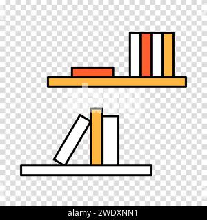 Reliez les épines sur une étagère dans un style plat. Pile de livres et magazines. Bibliothèque personnelle. Clipart vectoriel sur un fond transparent. Illustration de Vecteur