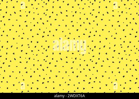 Motif de tiret sur fond jaune. Papier d'emballage avec de petits points noirs peints avec un pinceau. Ornement minimal simple sans couture. Géométrique abstrait Illustration de Vecteur