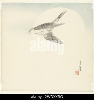 Cuckoo volant à la pleine lune, Ogata Gekkô, 1900 - 1910 imprimer Japon couleur papier gravure sur bois autres oiseaux : cuckoo Banque D'Images