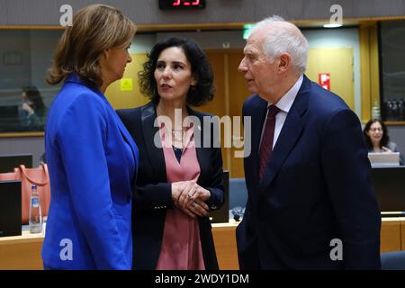 Bruxelles, Belgique. 22 janvier 2024. Hadja LAHBIB, ministre des Affaires étrangères, arrive pour une réunion du Conseil des Affaires étrangères (FAC) au siège de l'UE à Bruxelles, Belgique, le 22 janvier 2024 Credit : ALEXANDROS MICHAILIDIS/Alamy Live News Banque D'Images