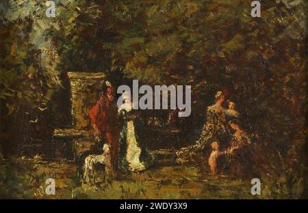 Adolphe Joseph Thomas Monticelli (1824-1886) - Figures élégantes dans une clairière des bois Banque D'Images