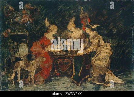 Adolphe Joseph Thomas Monticelli (1824-1886) - femmes sur une terrasse Banque D'Images