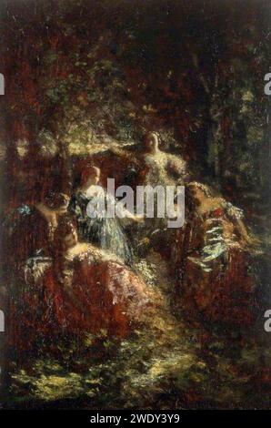 Adolphe Joseph Thomas Monticelli (1824-1886) - élégantes dames dans une clairière forestière Banque D'Images
