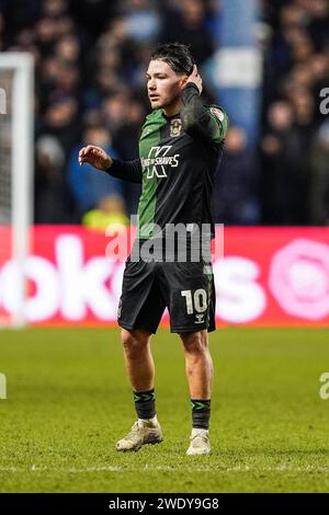 Sheffield, Royaume-Uni. 20 janvier 2024. Le milieu de terrain de Coventry City Callum O'Hare (10) lors du Sheffield Wednesday FC contre Coventry City FC au Hillsborough Stadium, Sheffield, Royaume-Uni, le 20 janvier 2024 Credit : Every second Media/Alamy Live News Banque D'Images