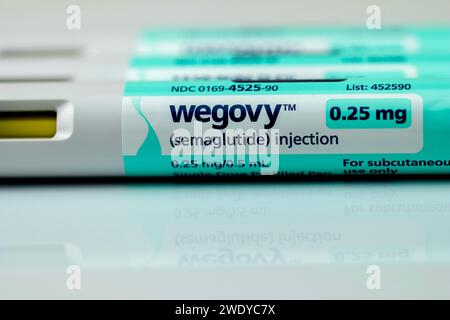 les stylos d'injection de semaglutide wegovy se rapprochent Banque D'Images