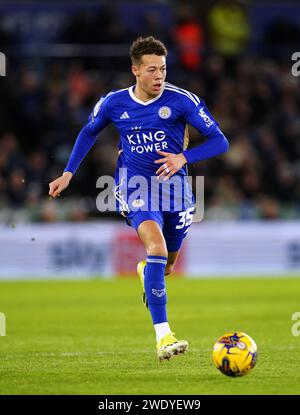 Kasey McAteer de Leicester City lors du Sky Bet Championship Match au King Power Stadium de Leicester. Date de la photo : lundi 22 janvier 2024. Banque D'Images