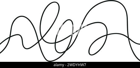 Motif de ligne ondulée mince avec des courbes fluides, fond abstrait ondulant. Design Squiggle pour plus de subtilité. Illustration vectorielle plate isolée sur blanc Illustration de Vecteur