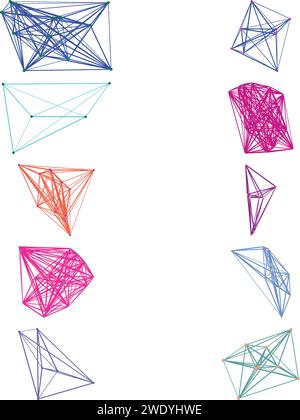 Un ensemble d'éléments de conception futuriste de réseau de nœuds transparent abstrait découpé. Illustration de Vecteur