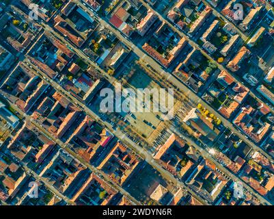 Vue aérienne de la ville fortifiée de neuf Brisach, Alsace, France. Banque D'Images