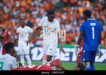 Temps forts du match entre la Côte d'Ivoire et la Guinée équatoriale lors de la coupe d'Afrique des Nations 2023. Banque D'Images