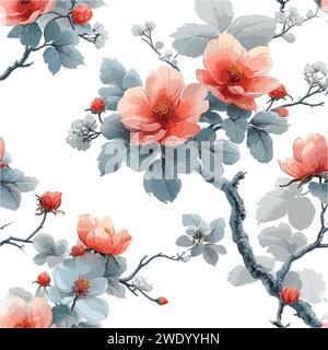 Motif floral sans couture, modèles floraux, fond de fleur avec aquarelle, meilleures images florales et de fleurs, royauté florale, motif floral, Illustration de Vecteur