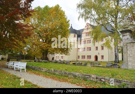 Château de Kromsdorf, près de Weimar en Allemagne jardin et vue sur le parc Banque D'Images