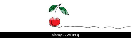 Un dessin en trait continu d'une fleur de cerisier Illustration de Vecteur