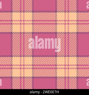 Motif écossais classique, tissu de fond en tissu Marguerite. Vérification de texture vectorielle large sans couture en couleur rose et orange. Illustration de Vecteur