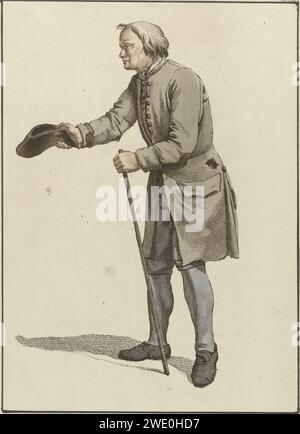 Mendiant avec chapeau et bâton, Mathias de Sallieth, d'après Jacob Perkois, d'après Johannes Huibert Prins, 1818 - 1833 gravure sur papier commence Banque D'Images