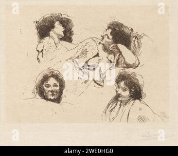 Albert Besnard (français, 1849-1934) - four Heads of Women, Study for “The Happy Island” (quatre Têtes de femmes, étude pour “l’Ile heureuse”) Banque D'Images