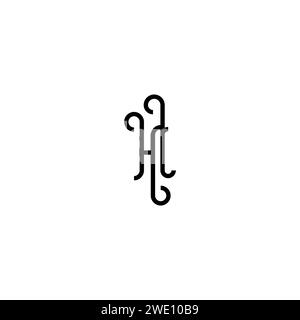 HL simple Curved concept initial logo design fond noir et blanc Illustration de Vecteur