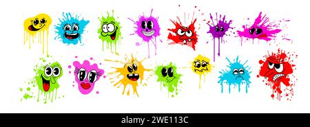 Ensemble d'émoticônes isolé sur fond blanc. Ensemble de blots visages colorés de personnes. Illustration vectorielle Illustration de Vecteur