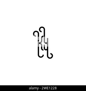 KY simple Curved concept initial logo design fond noir et blanc Illustration de Vecteur