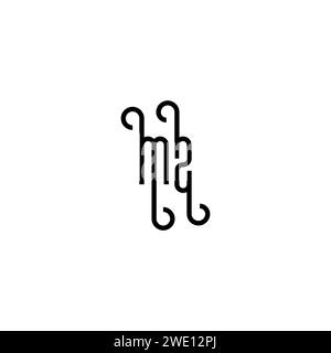 MZ simple Curved concept initial logo design fond noir et blanc Illustration de Vecteur