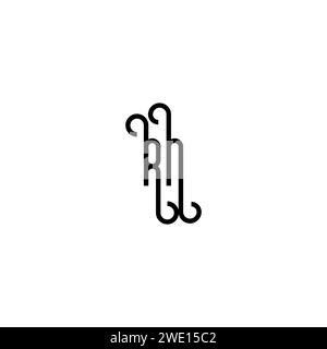 RN simple Curved concept initial logo design fond noir et blanc Illustration de Vecteur